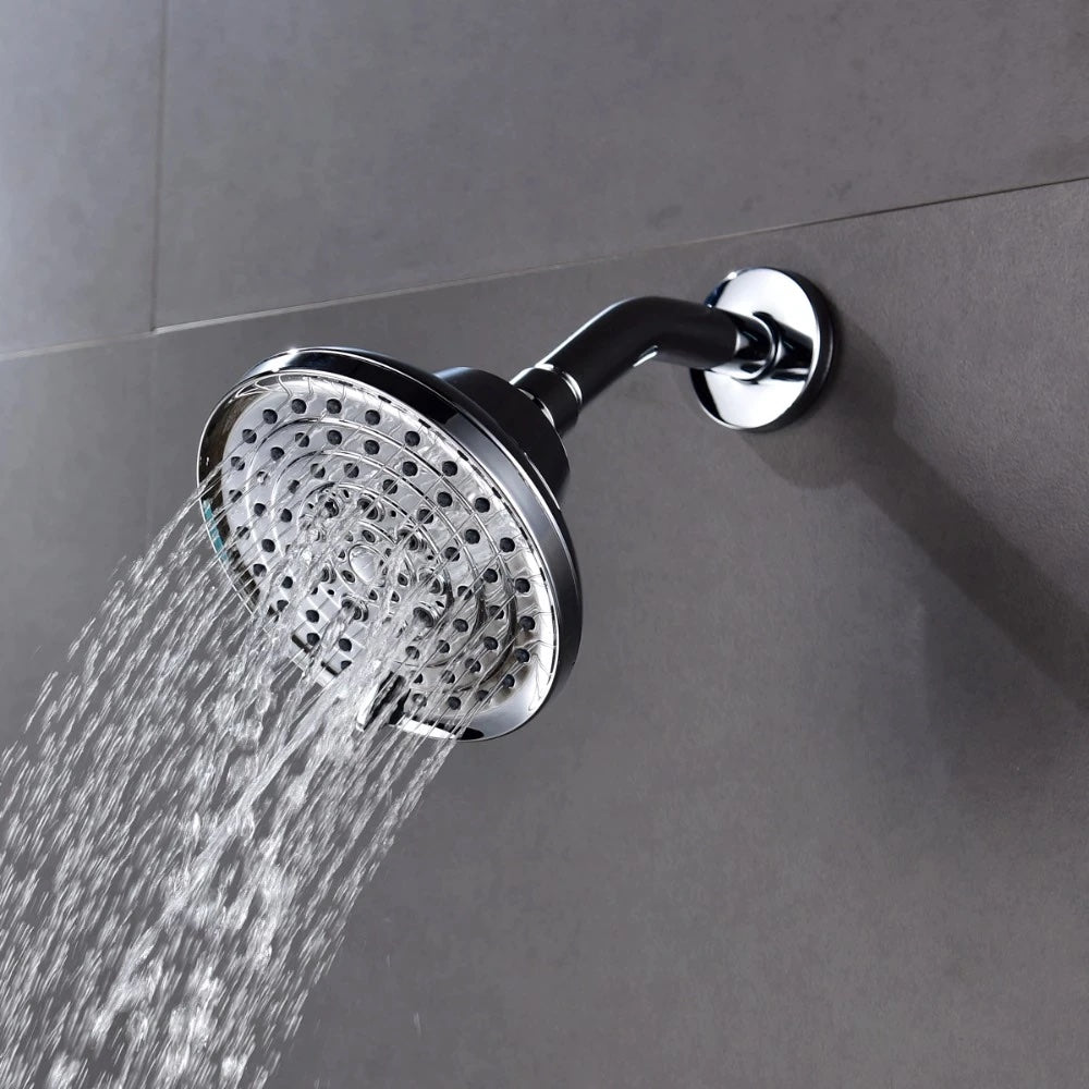 Free Shipping ABS Plastic Shower Head Wall-Mounted Filtered Shower Head with Massage Chrome 5 Jets Top Shower for Bathroom - WELQUEEN