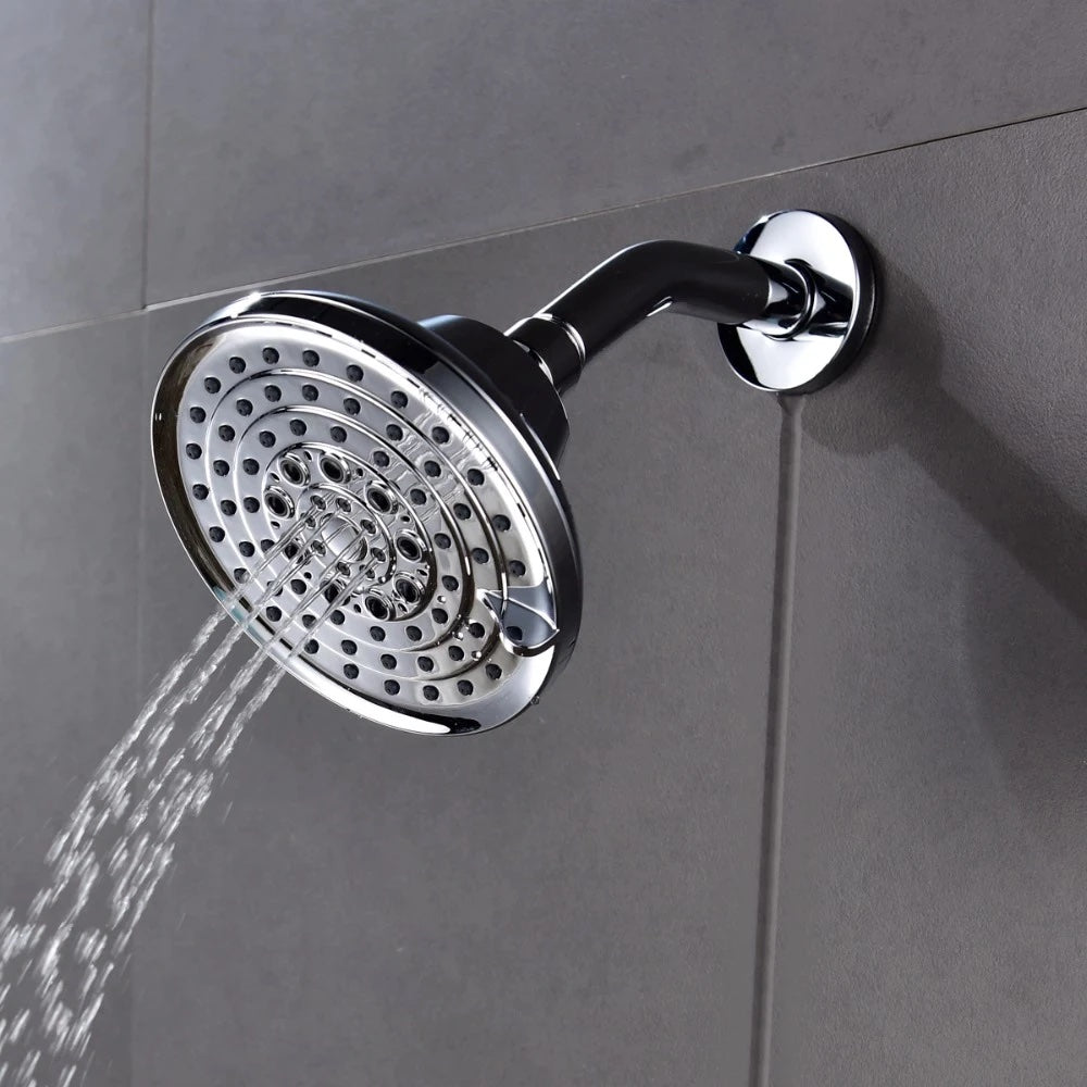 Free Shipping ABS Plastic Shower Head Wall-Mounted Filtered Shower Head with Massage Chrome 5 Jets Top Shower for Bathroom - WELQUEEN