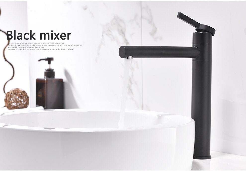 Free Shipping Black Finish Brass Deck Mount Bathroom Faucet Vanity Vessel Sinks Mixer Tap Cold And Hot Water Tap - WELQUEEN