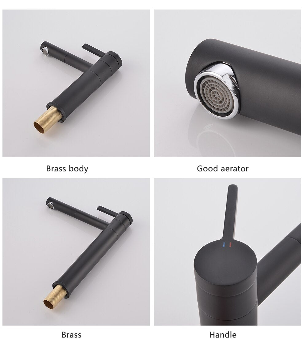Free Shipping Black Finish Brass Deck Mount Bathroom Faucet Vanity Vessel Sinks Mixer Tap Cold And Hot Water Tap - WELQUEEN