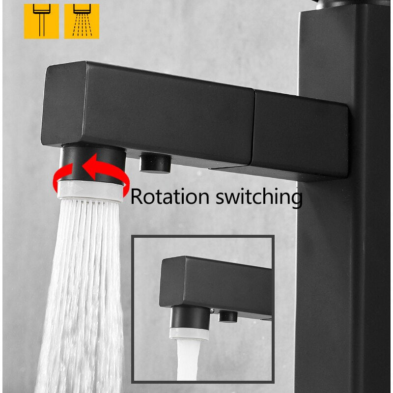 Free Shipping Brass Basin Faucet Multi-Functional Stretch Faucet Hot And Cold Water Pull Out Sink Faucet - WELQUEEN