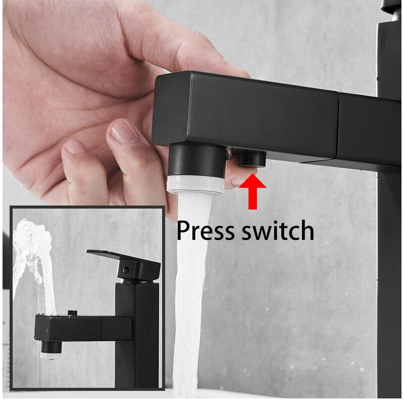 Free Shipping Brass Basin Faucet Multi-Functional Stretch Faucet Hot And Cold Water Pull Out Sink Faucet - WELQUEEN