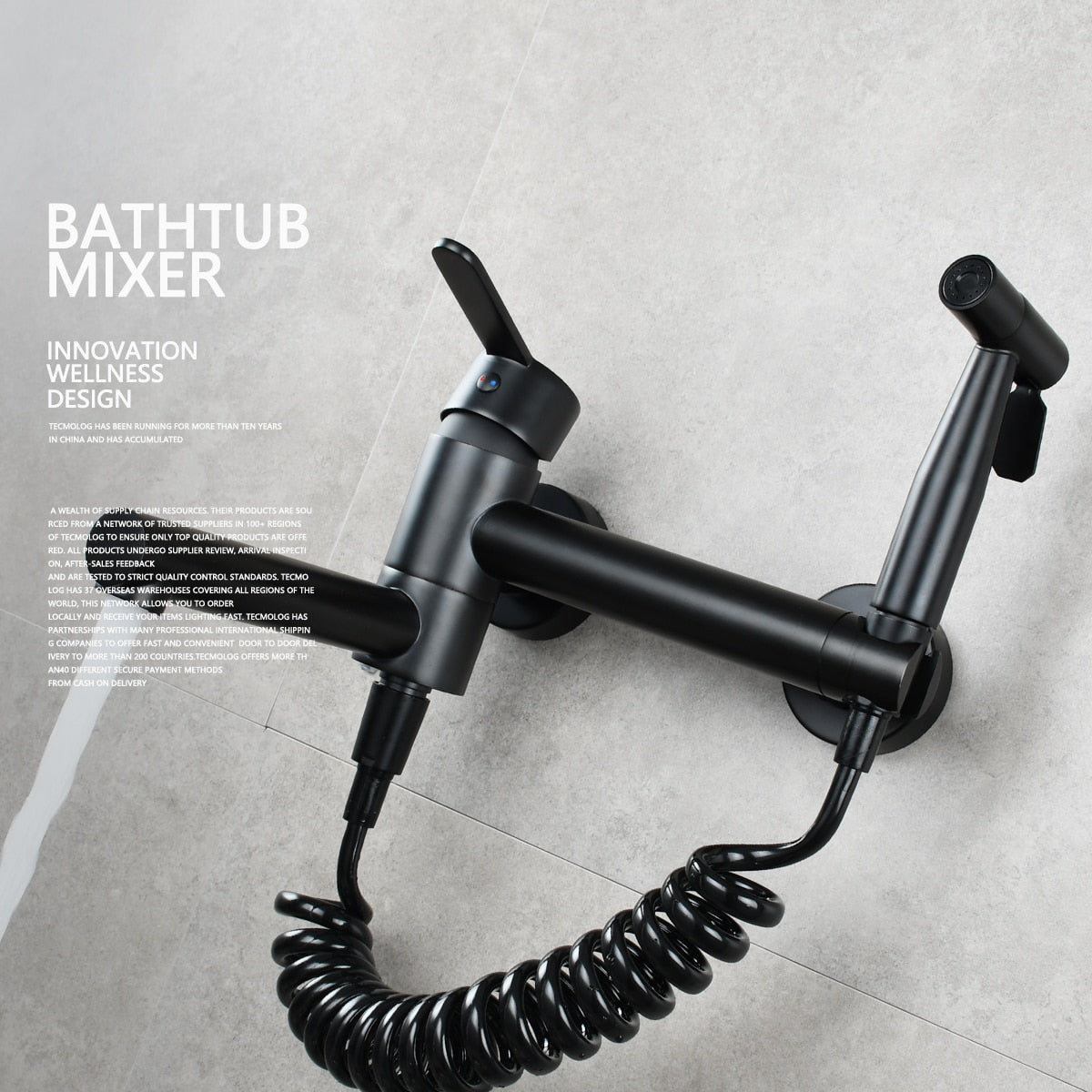 Free Shipping Brass Bathtub Faucet Set Bathroom Wall Mounted Bathtub Faucet with Bidet Sprayer for Showering - WELQUEEN