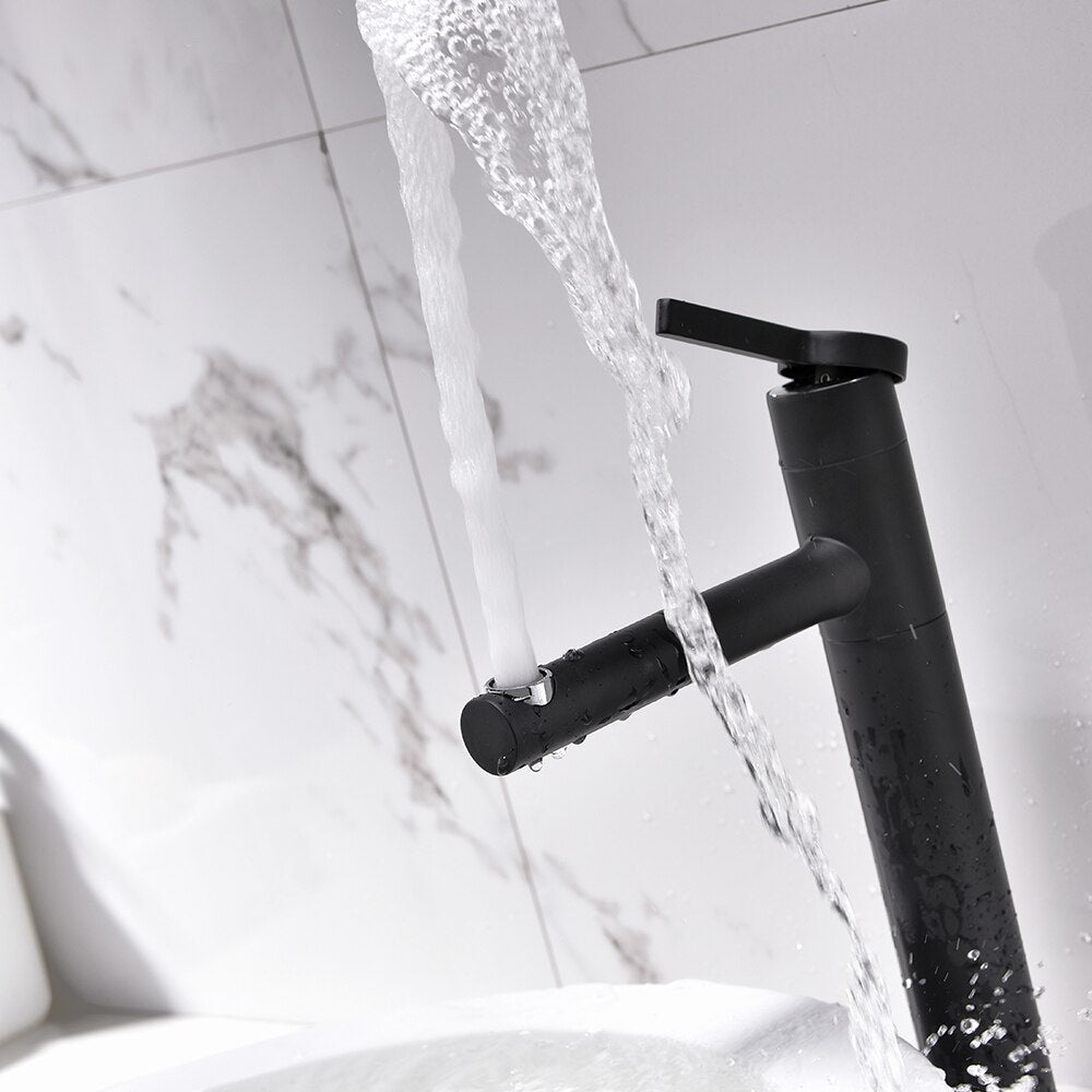 Free Shipping Brass Black Basin Faucet Bathroom Sink Faucet Pull-Out Wash Basin Sink Taps Deck Mounted 360 Degree Rotate Basin Mixer - WELQUEEN