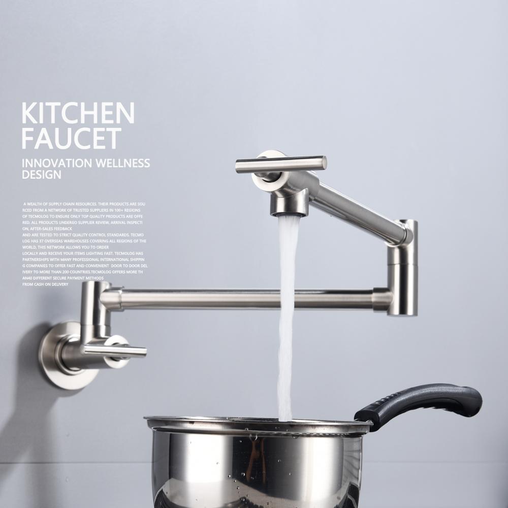 Free Shipping Brass Double Switch Folding Faucet Advanced Rotating Kitchen Faucet Wall Mounted Cold Water Tap - WELQUEEN