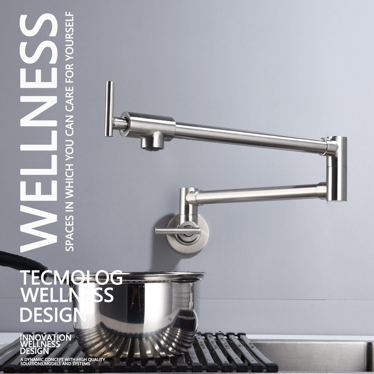 Free Shipping Brass Double Switch Folding Faucet Advanced Rotating Kitchen Faucet Wall Mounted Cold Water Tap - WELQUEEN