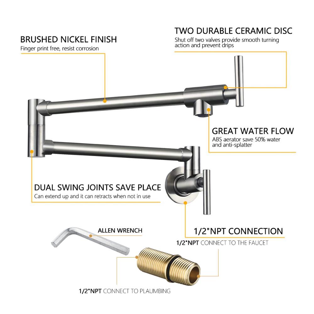 Free Shipping Brass Double Switch Folding Faucet Advanced Rotating Kitchen Faucet Wall Mounted Cold Water Tap - WELQUEEN