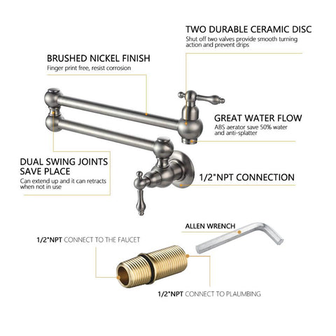 Free Shipping Brass Rotating Folding Faucet Delicate Double Switch Kitchen Faucet Wall Mounted Cold Water Tap - WELQUEEN