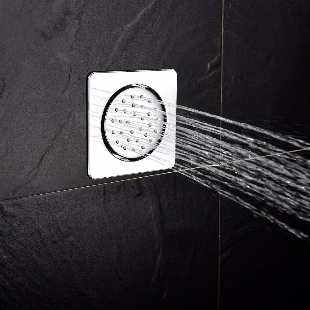 Free Shipping Chrome Round/Square Shower Body Jets Rainfall Spray Spa jet Water Saving in Wall Can Be Adjustable For Bathroom - WELQUEEN