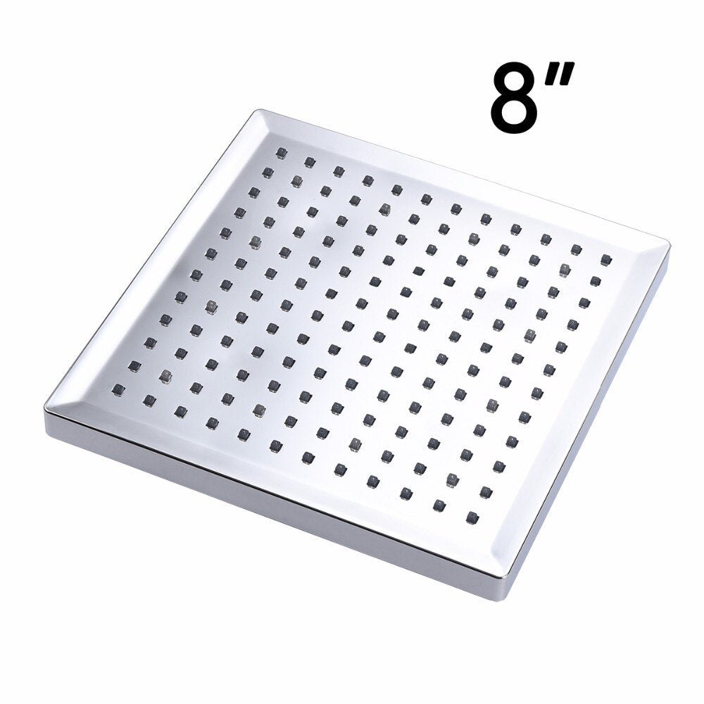 Free Shipping Plastic Chrome 8 Inches Rainfall Shower Head 3 Colors LED Shower Spray Square Shower Faucet For Bathroom - WELQUEEN