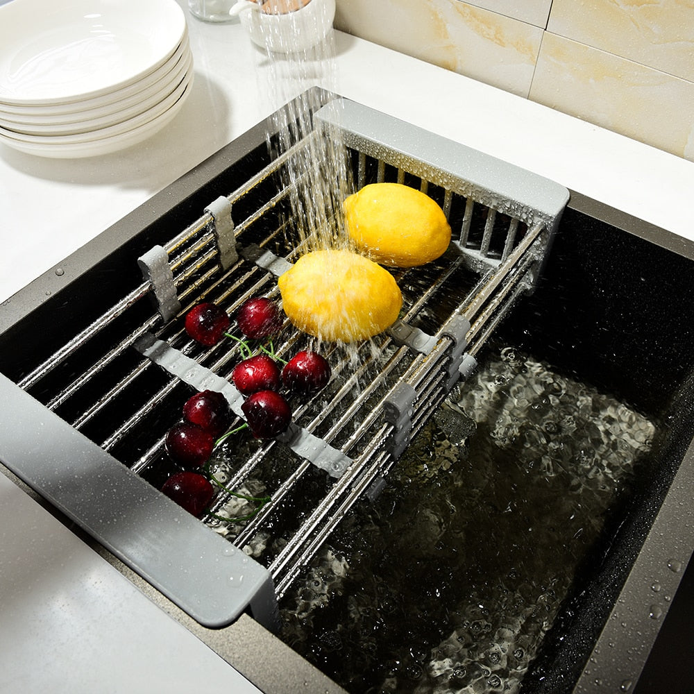 Free Shipping Stainless Steel Black DoubIe Under Mounted Kitchen Sink Set With Pull Out Faucet Not Sticky Oil For Kitchen - WELQUEEN