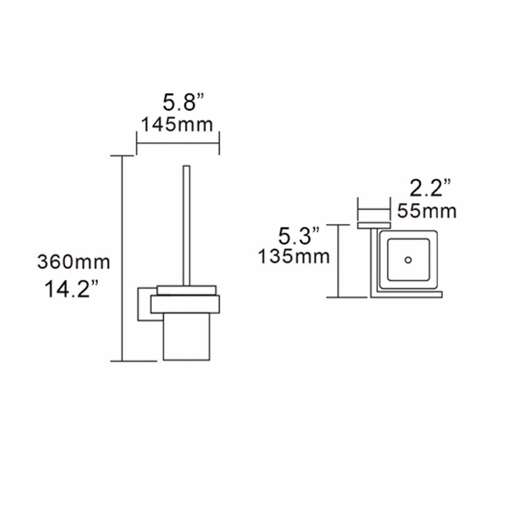 Free Shipping Stainless Steel Black Toilet Brush with Holder Wall Mounted Self Adhesive and Drilling Toilet Brush Set - WELQUEEN
