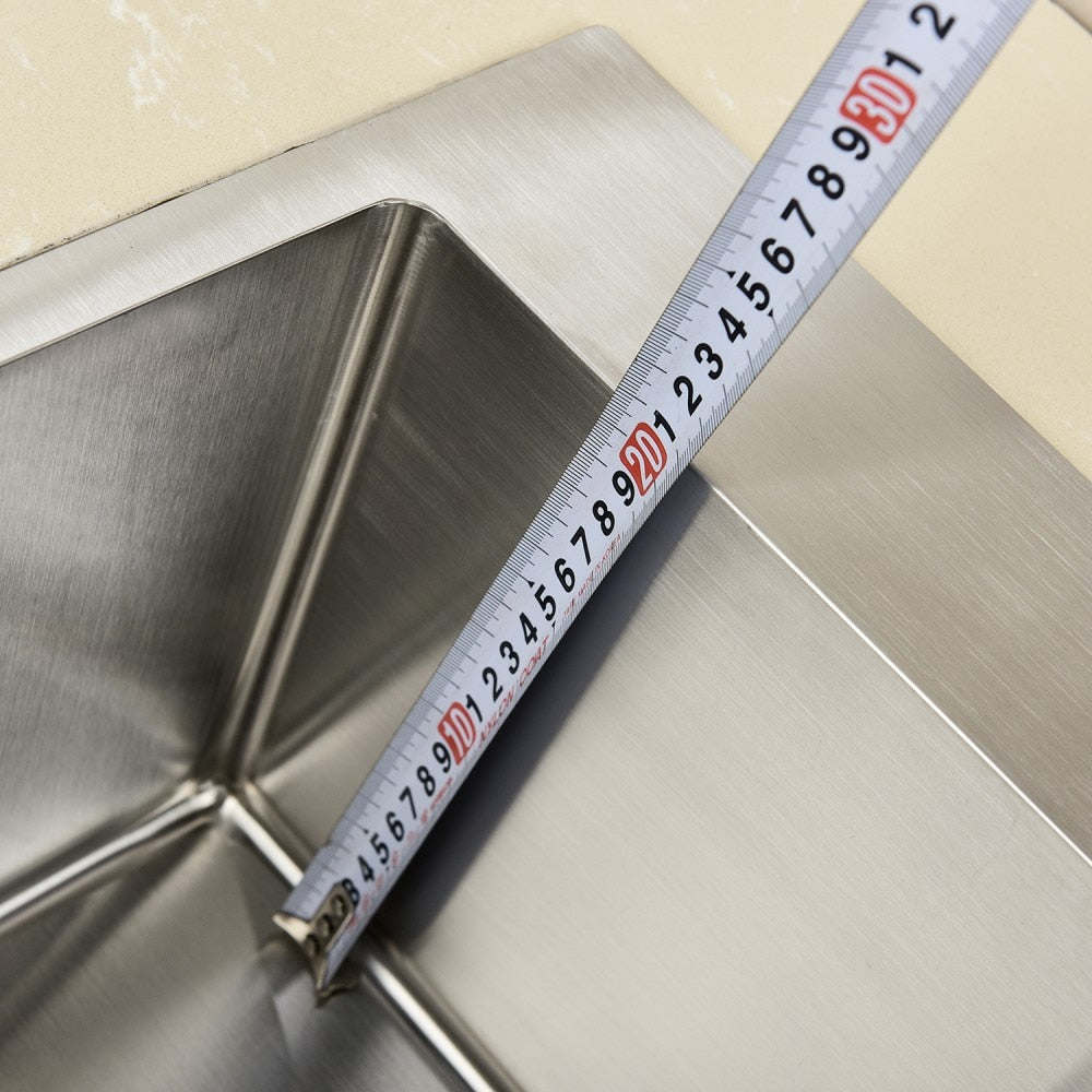 Free Shipping Stainless Steel Brushed Nickel Under Mounted Hand Make Single Bowl Kitchen Sink With Faucet For Kitchen - WELQUEEN
