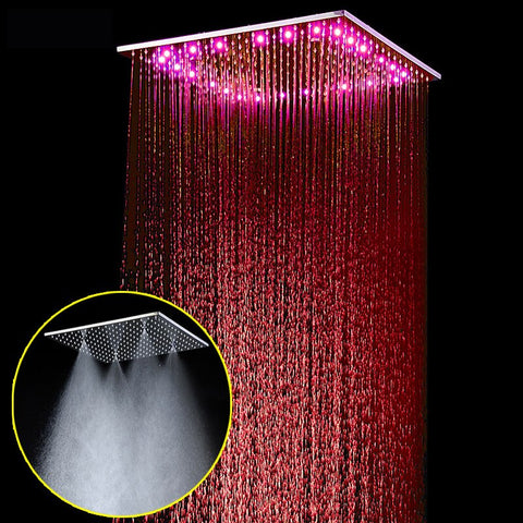 Free Shipping Rainfall Shower Head 3 Color LED Chorme Water Saving Shower Head Stainless Steel Fixed Shower Head - WELQUEEN