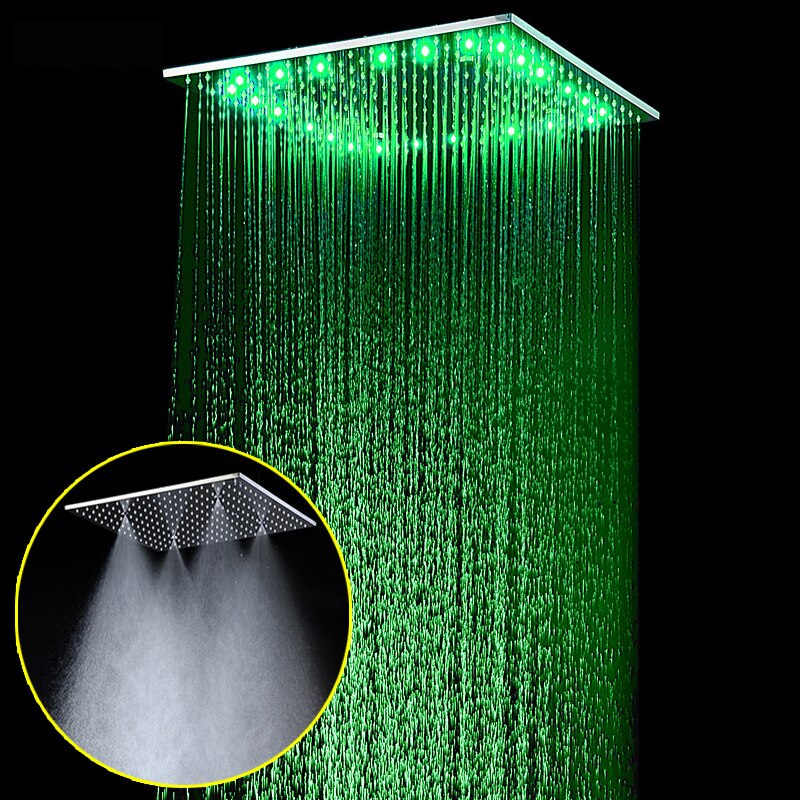 Free Shipping Rainfall Shower Head 3 Color LED Chorme Water Saving Shower Head Stainless Steel Fixed Shower Head - WELQUEEN