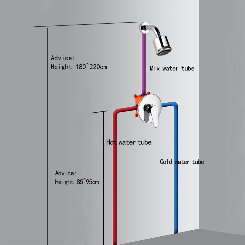 Free Shipping Shower Faucet Set with Shower Arm and 5 Spray Shower Head Brass Shower Trim Kit with Universal Rough-In Valve - WELQUEEN