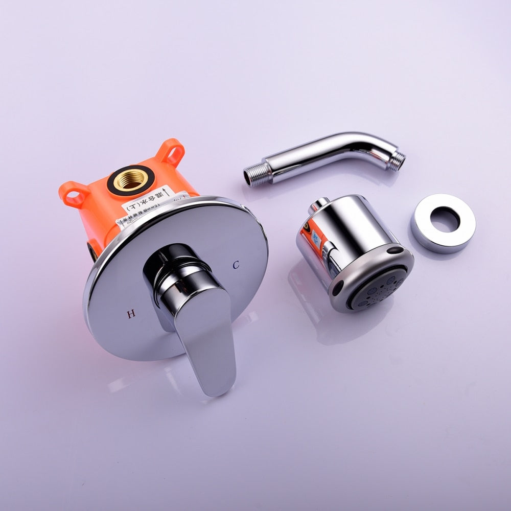 Free Shipping Shower Faucet Set with Shower Arm and 5 Spray Shower Head Brass Shower Trim Kit with Universal Rough-In Valve - WELQUEEN