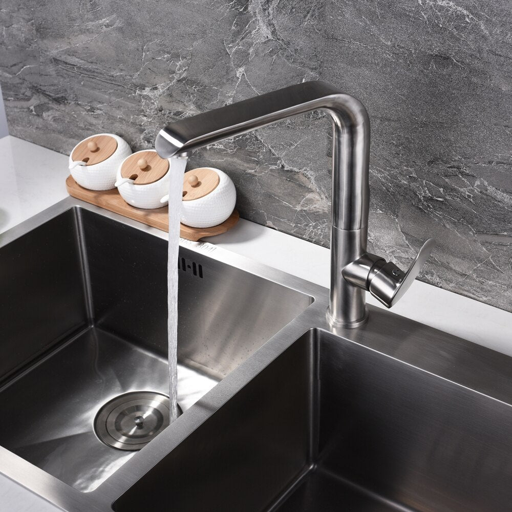 Free Shipping Stainless Steel 360 Degree Rotating Kitchen Faucet Hot and Cold Water Faucet Kitchen Sink Tap - WELQUEEN