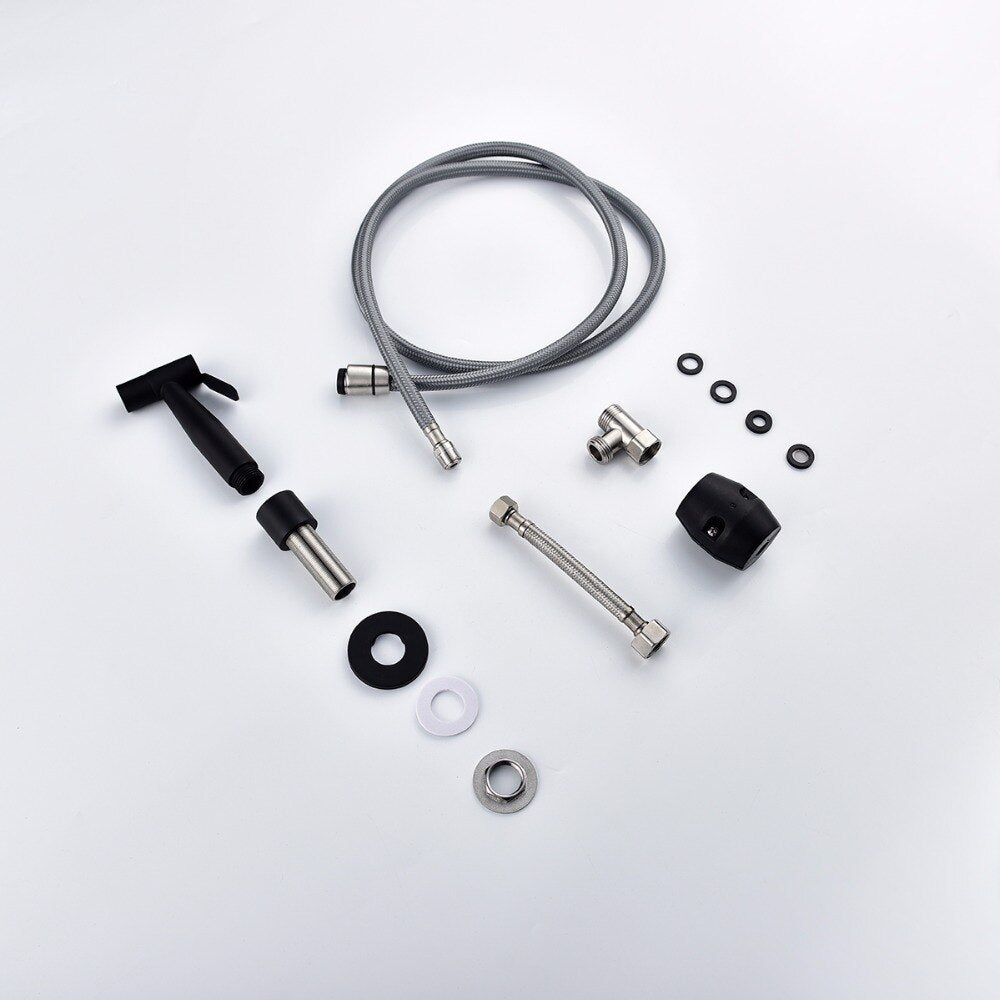 Free Shipping Stainless Steel Black Metal Kitchen Spray and Faucet Sprayer With Hose and Head Accessory for Kitchen Sink Washing - WELQUEEN