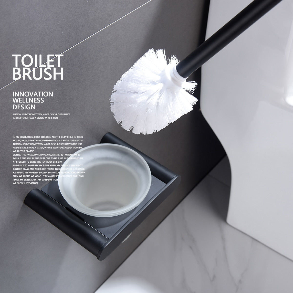 Free Shipping Wall Mounted Drilling Black Toilet Brush Holder With The Toilet Brush Bathroom Accessories - WELQUEEN