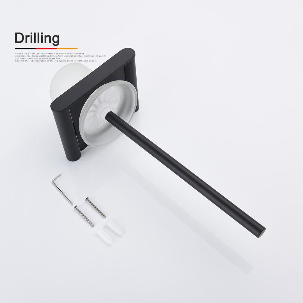 Free Shipping Wall Mounted Drilling Black Toilet Brush Holder With The Toilet Brush Bathroom Accessories - WELQUEEN