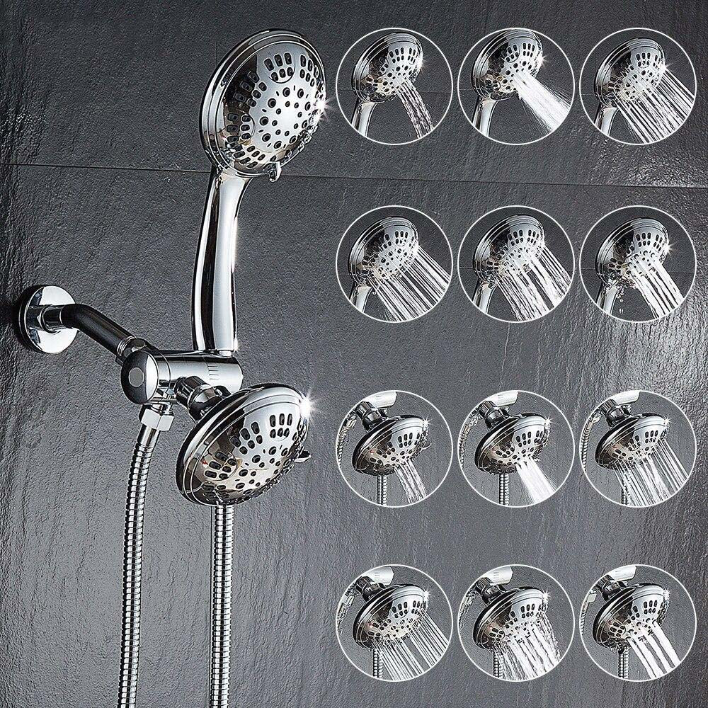 Free Shipping ABS Chrome Shower Head Premium 6 Spray Settings Luxury Spa Detachable Handheld Shower Head Shower Hose & Holder - WELQUEEN