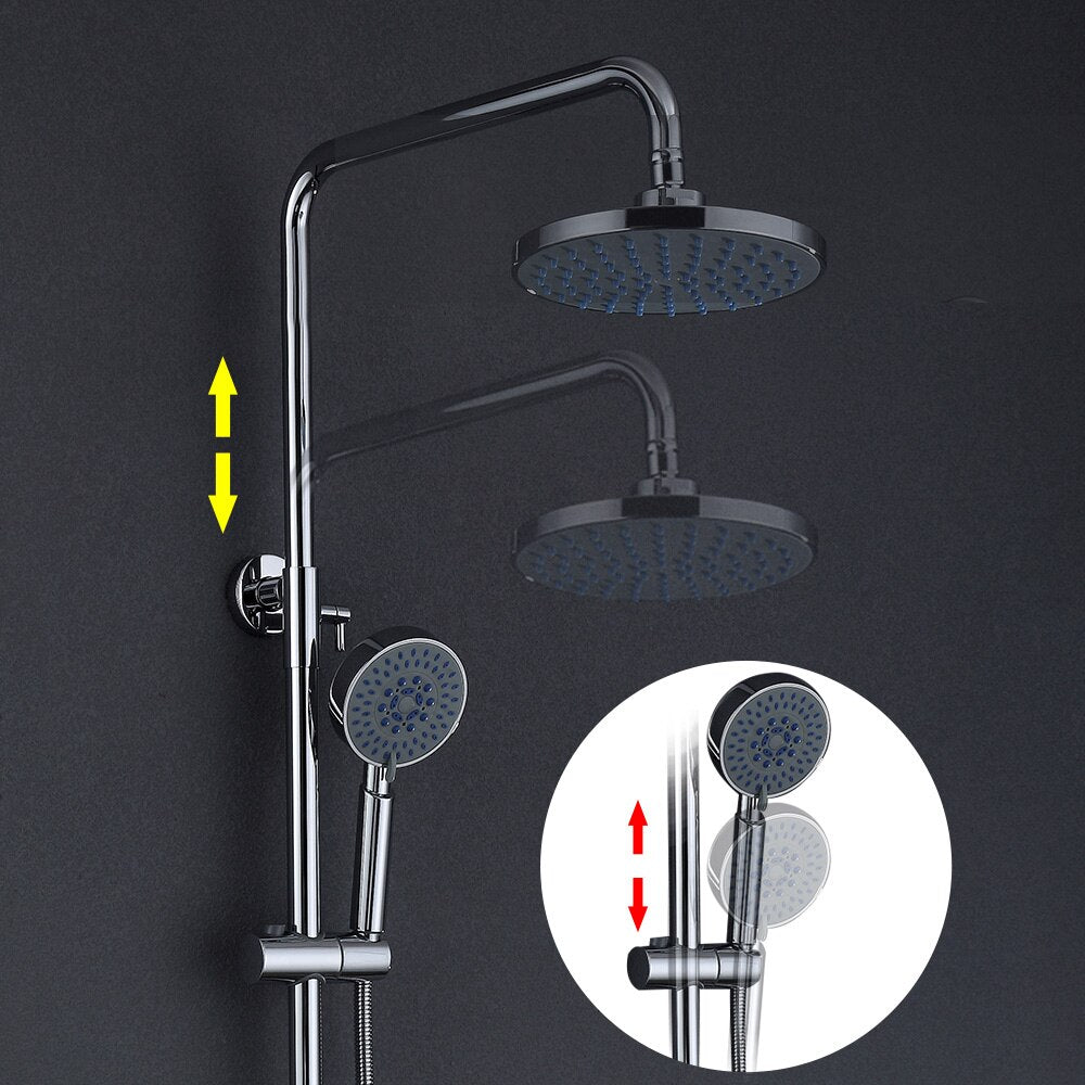Free Shipping Brass Chrome Single Handle Bathtub Faucet Mixer Tap 5-Ways Showers Hand Shower Rain Shower Head Shower Set - WELQUEEN