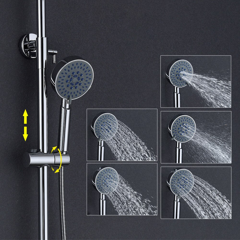 Free Shipping Brass Chrome Single Handle Bathtub Faucet Mixer Tap 5-Ways Showers Hand Shower Rain Shower Head Shower Set - WELQUEEN