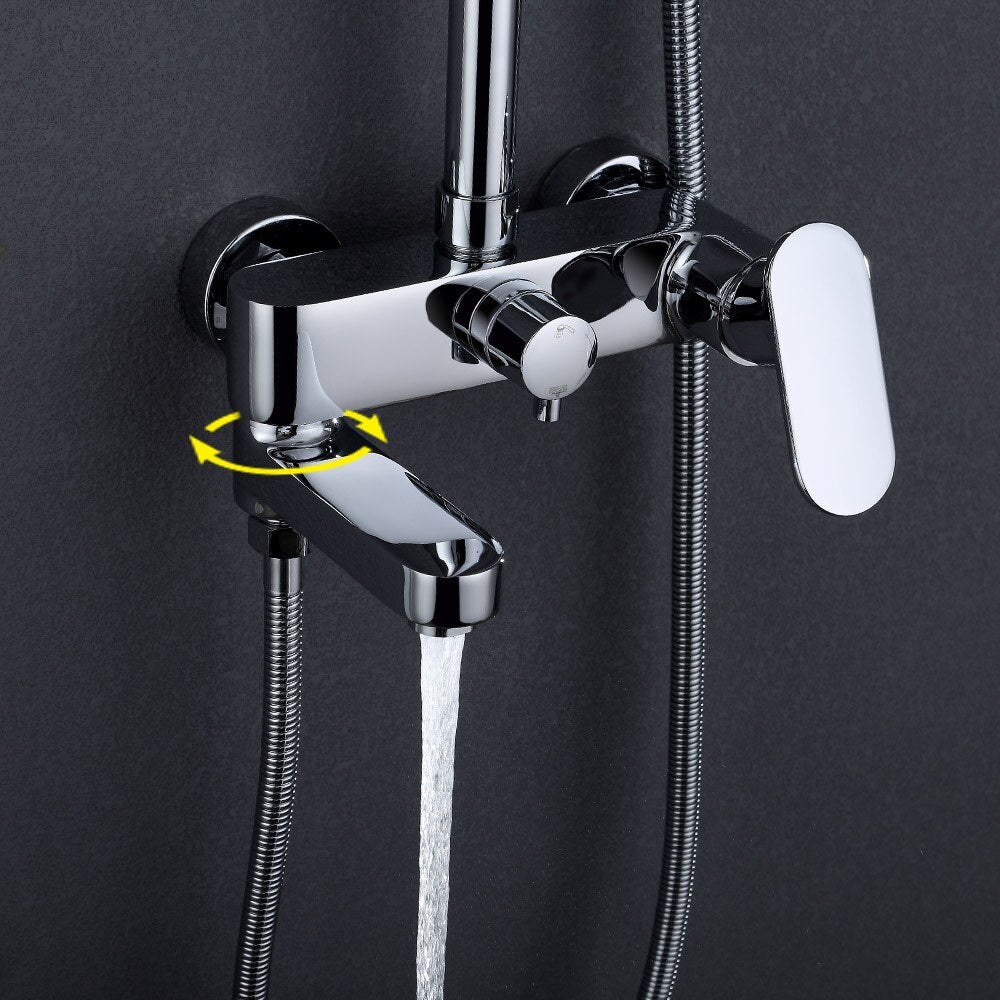 Free Shipping Brass Chrome Single Handle Bathtub Faucet Mixer Tap 5-Ways Showers Hand Shower Rain Shower Head Shower Set - WELQUEEN
