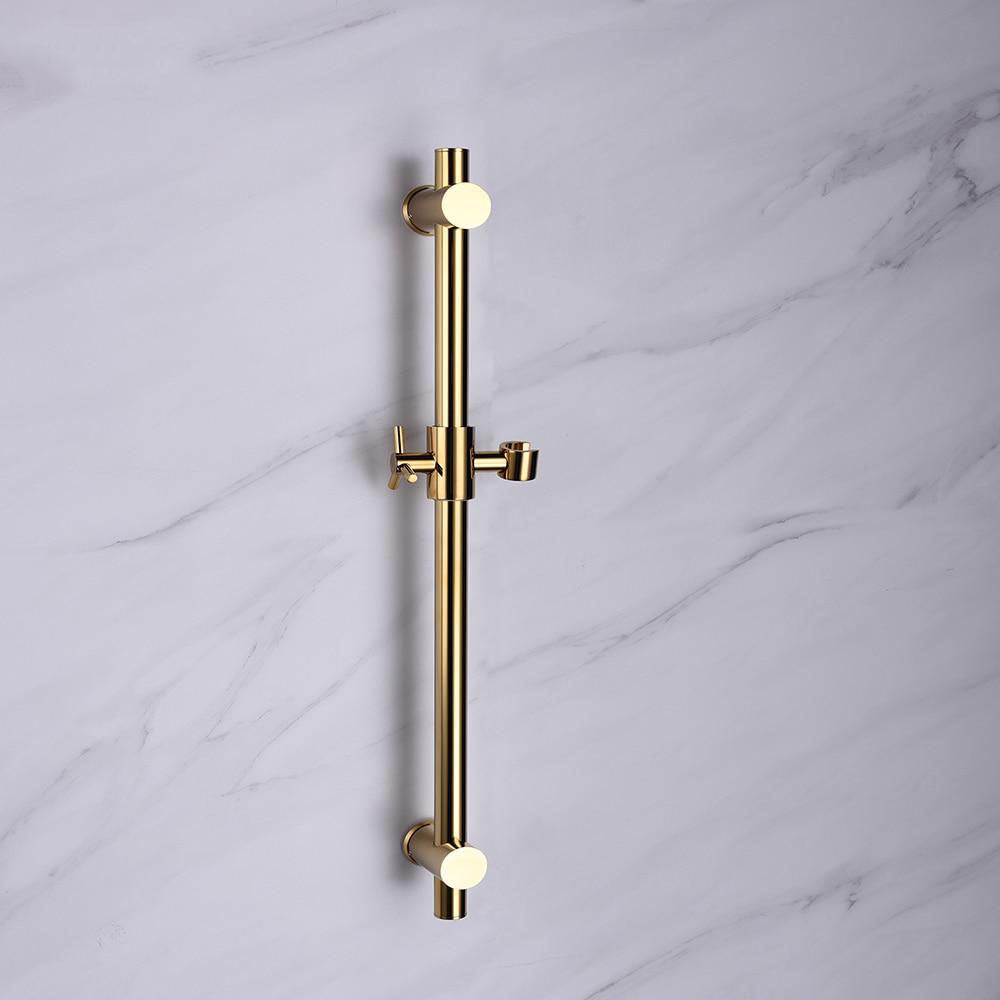 Free Shipping Brass Gold Metal Shower Sliding Bar With Height Adjustable for Bathroom with Shower Head Shower Hose - WELQUEEN