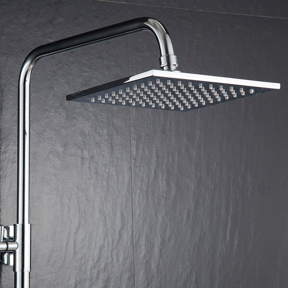 Free shipping Brass Chrome 8 Inches Square Rain Shower Head Pressurized Shower Head Powerful Spray Top Shower With Silicone - WELQUEEN