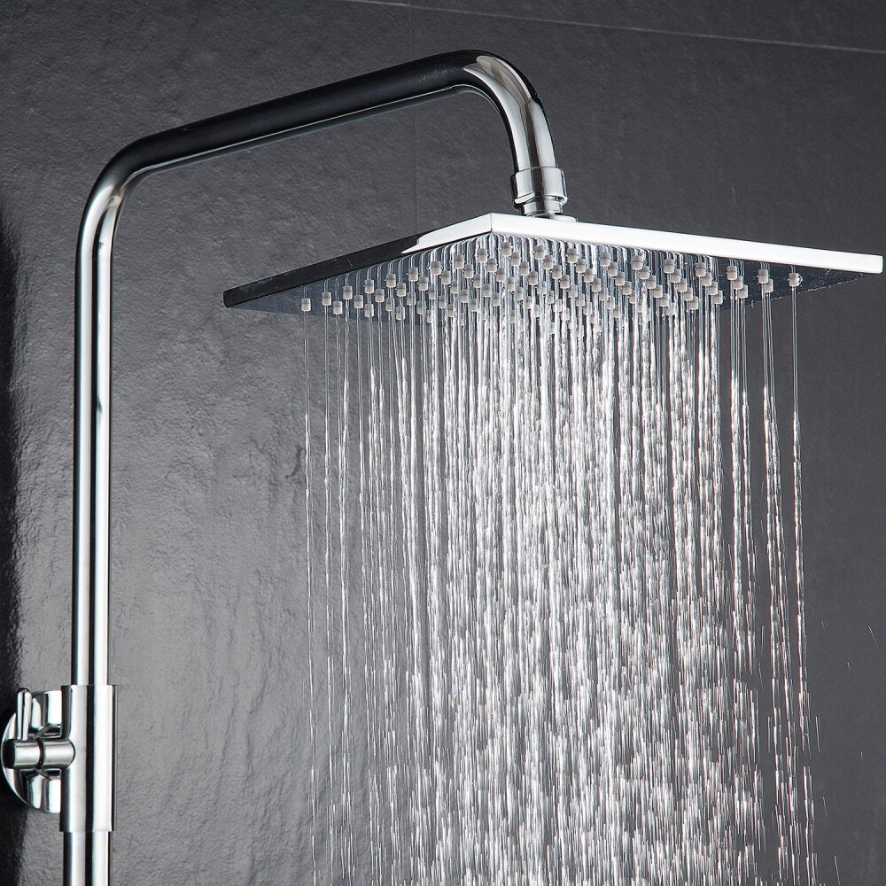 Free shipping Brass Chrome 8 Inches Square Rain Shower Head Pressurized Shower Head Powerful Spray Top Shower With Silicone - WELQUEEN