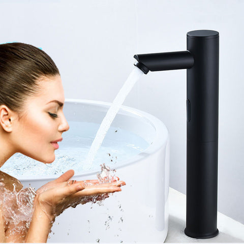 Copper Automatic Sensor Faucet Basin Single Cold Black Faucet Hot Smart Sensor Infrared Hand Washing Basin Faucet - WELQUEEN HOME DECOR