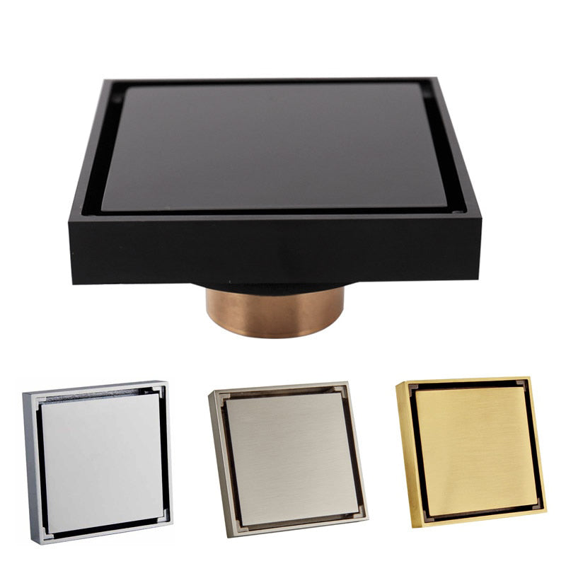 100% Solid Brass Square Bathroom Shower Floor Drain Tile Insert Invisible Water Filter Black Gold Chrome Nickel Brushed - WELQUEEN HOME DECOR