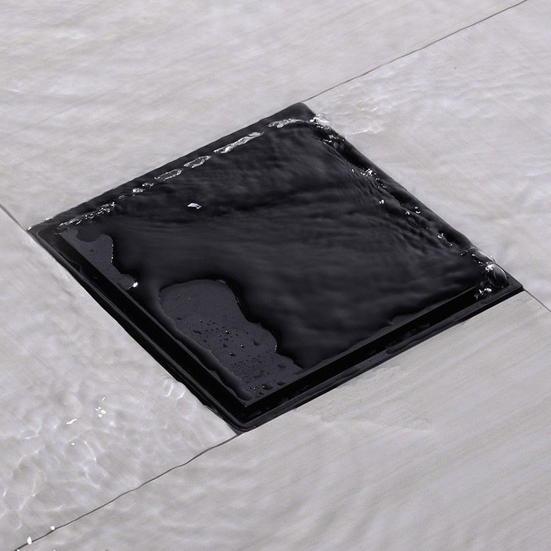 100% Solid Brass Square Bathroom Shower Floor Drain Tile Insert Invisible Water Filter Black Gold Chrome Nickel Brushed - WELQUEEN HOME DECOR
