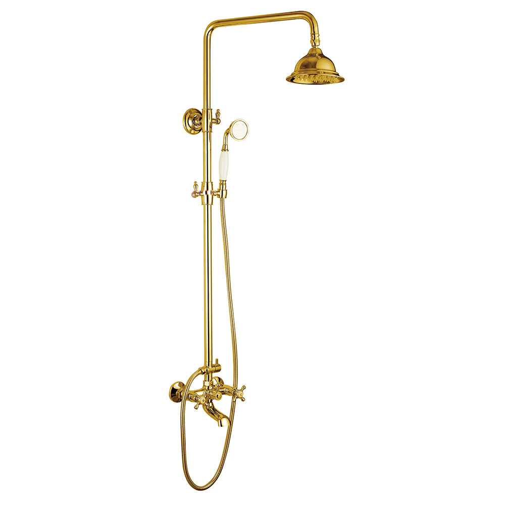 Dual Function Rain Shower System Combo Set | Brass Rainfall Shower Set | Shower Column Set Adjustable Slider Shower Elbow Included - WELQUEEN HOME DECOR