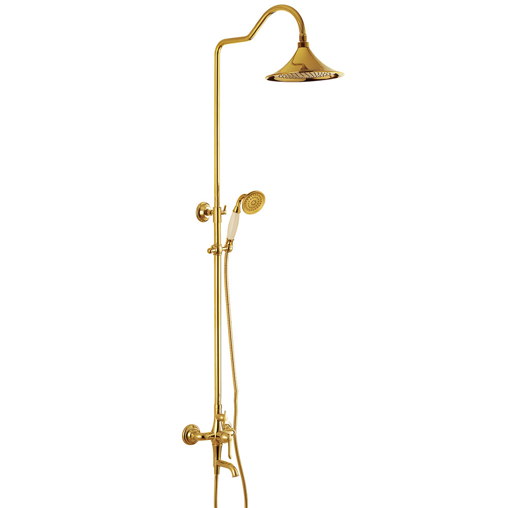 Dual Function Rain Shower System Combo Set | Brass Rainfall Shower Set | Shower Column Set Adjustable Slider Shower Elbow Included - WELQUEEN HOME DECOR