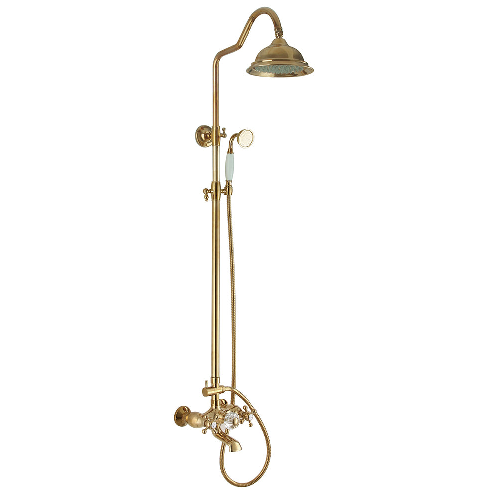 Dual Function Rain Shower System Combo Set | Brass Rainfall Shower Set | Shower Column Set Adjustable Slider Shower Elbow Included - WELQUEEN HOME DECOR