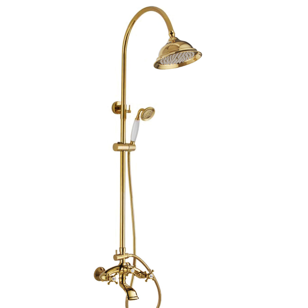 Dual Function Rain Shower System Combo Set | Brass Rainfall Shower Set | Shower Column Set Adjustable Slider Shower Elbow Included - WELQUEEN HOME DECOR
