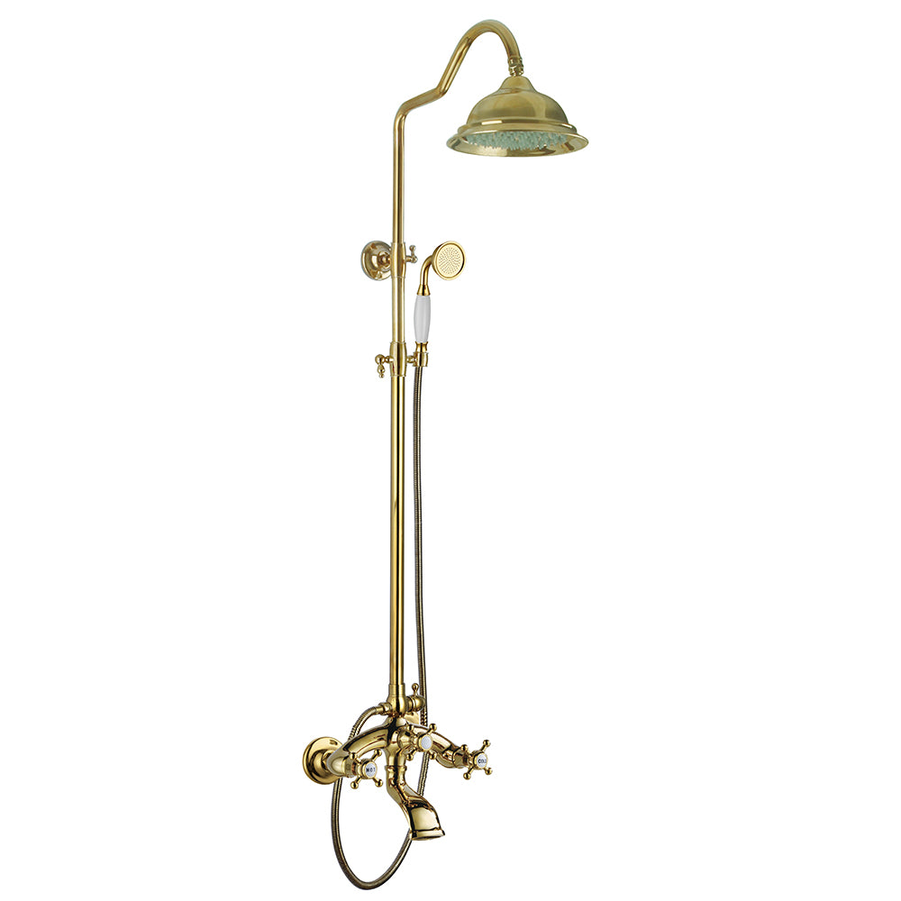 Dual Function Rain Shower System Combo Set | Brass Rainfall Shower Set | Shower Column Set Adjustable Slider Shower Elbow Included - WELQUEEN HOME DECOR