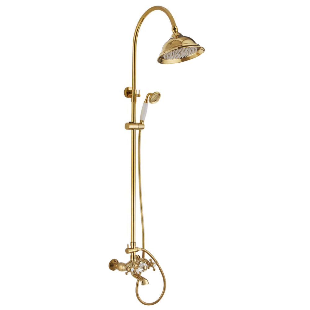Dual Function Rain Shower System Combo Set | Brass Rainfall Shower Set | Shower Column Set Adjustable Slider Shower Elbow Included - WELQUEEN HOME DECOR