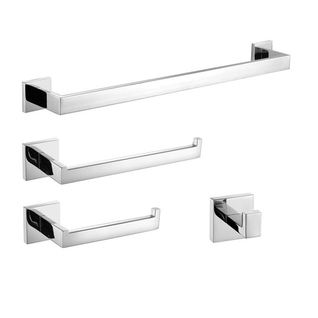 Stainless Steel Bathroom Hardware Set Mirror Chrome Polished Towel Rack Toilet Paper Holder Towel Bar Hook Bathroom Accessories - WELQUEEN