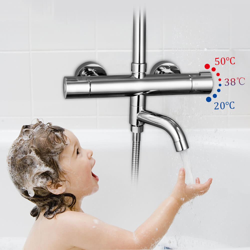 Thermostatic Shower Faucets Mixer Tap Hot And Cold Bathtub Faucet Bathroom Mixer Wall Mounted Mixer Brass Control Rain - WELQUEEN