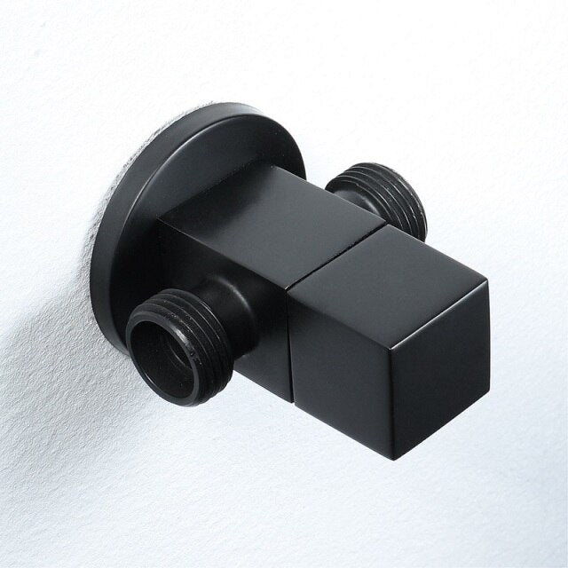 Toilet Angle Valve Water Heater Washing Machine Black Brass Triangle Valve Hot and Cold Water Switch Stop Valve - WELQUEEN