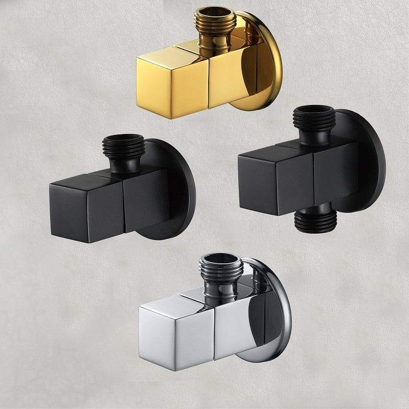 Toilet Angle Valve Water Heater Washing Machine Black Brass Triangle Valve Hot and Cold Water Switch Stop Valve - WELQUEEN