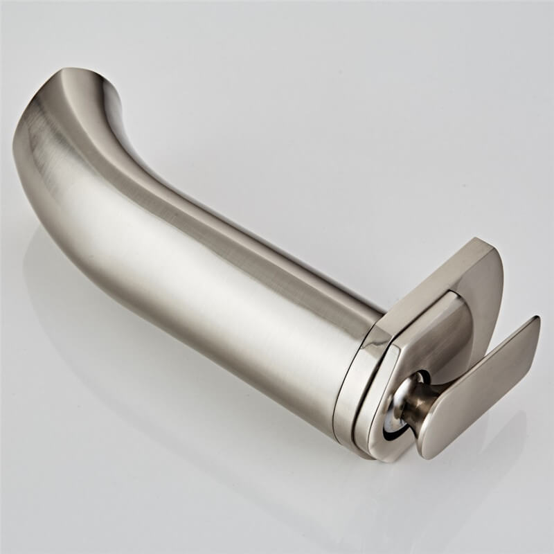 Single Handle Basin Faucet | Brass Waterfall Tall Body Basin Mixer | Brush Nickel Single Handle Single Hole Bathroom Sink Faucet - WELQUEEN