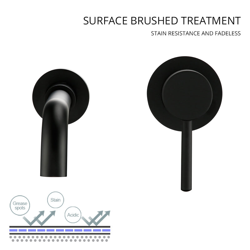 Modern Brass Wall Basin Mixer Taps | Bathroom Sink Faucet With 5 Colors | Swivel Spout Bath With Single Lever In Matt Black - WELQUEEN
