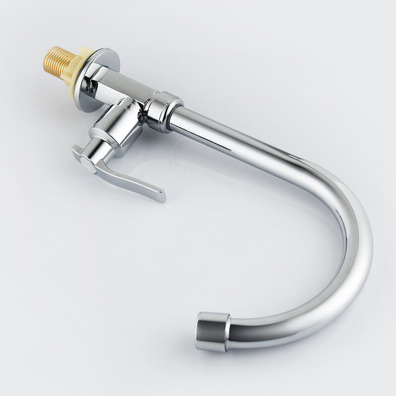 Brass Cold Water Kitchen Faucet | Commercial Tap Gooseneck Bar Faucet | Single Lever Chrome Top Rated Saving Water Taps - WELQUEEN