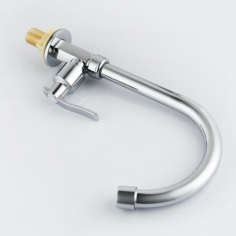 Brass Cold Water Kitchen Faucet | Commercial Tap Gooseneck Bar Faucet | Single Lever Chrome Top Rated Saving Water Taps - WELQUEEN
