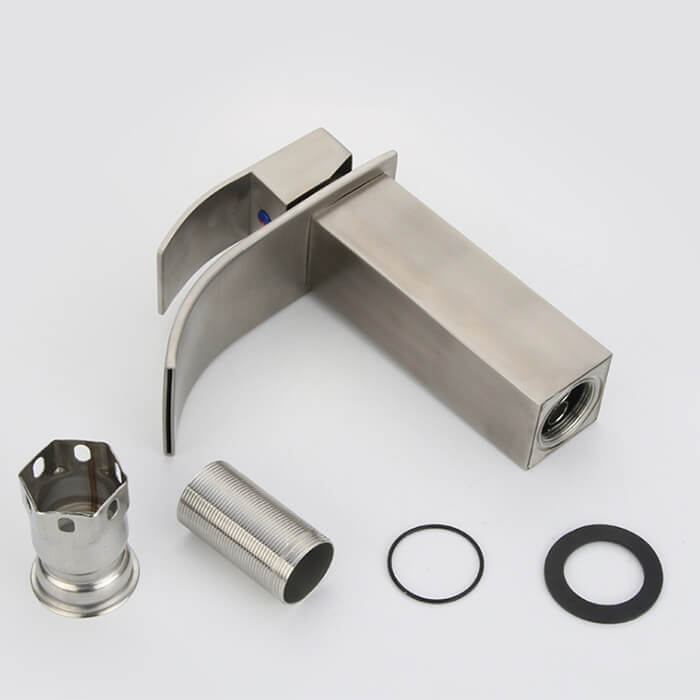 Bathroom Waterfall Basin Faucet | Single Handle Stainless Steel Lavatory Faucet | Brushed Nickel Bathroom Sink Faucets - WELQUEEN WELQUEEN HOME DECOR